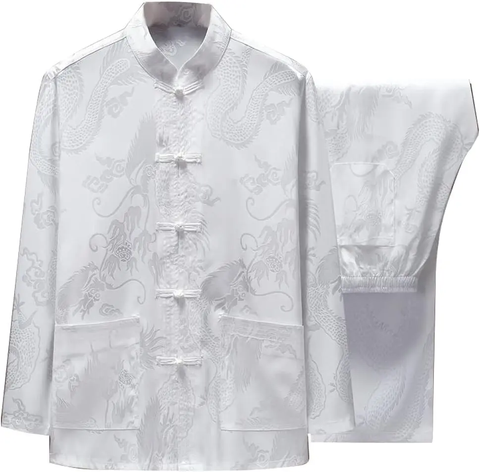 Chinese Tang Suit for Men Kung Fu Uniform Shirt and Pants Traditional Clothes Hanfu Tai Chi Clothes