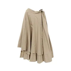 Pre-owned Dior Cotton Small Leather Goods Asymmetry Long Pleated Skirt Bottoms