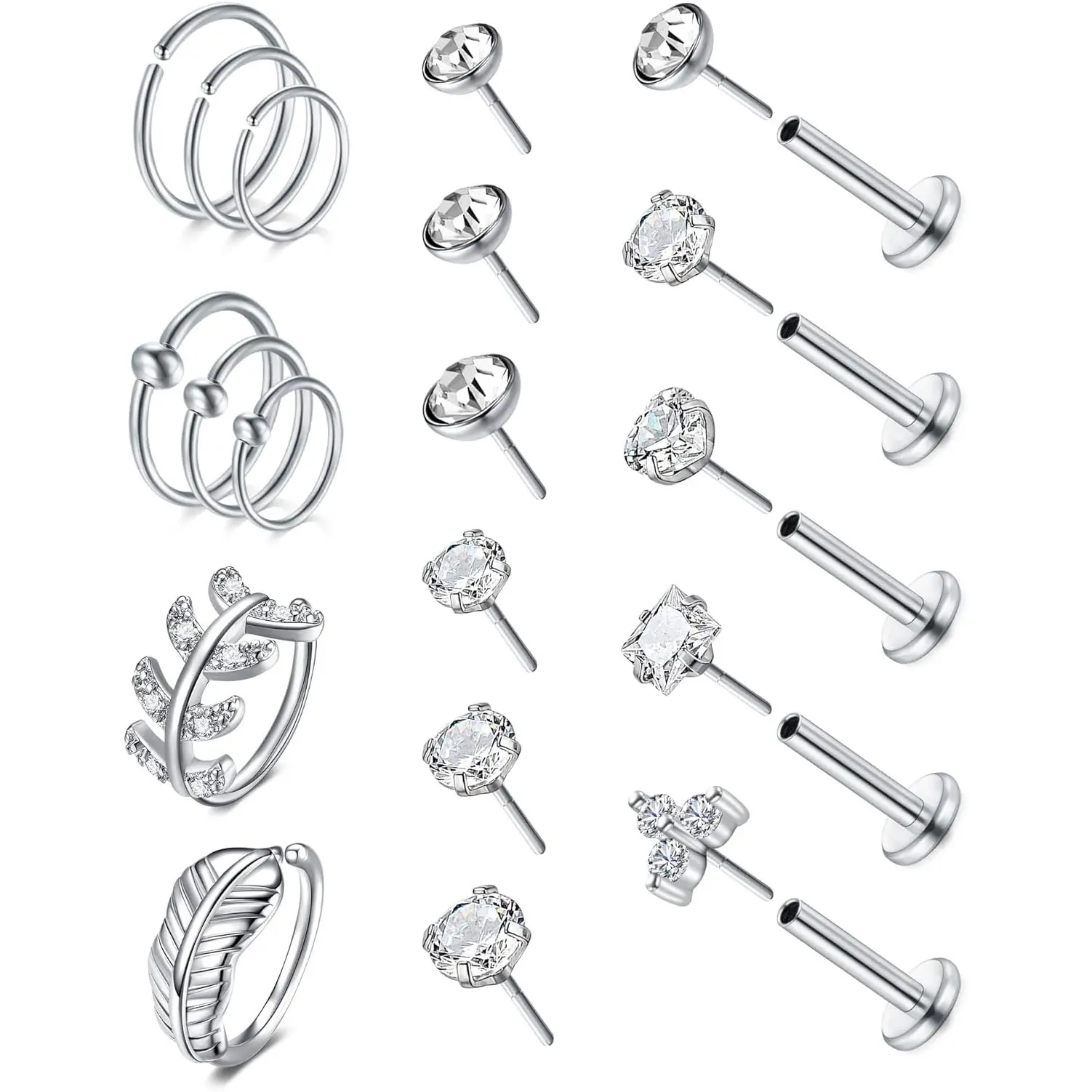 20G 18G Cartilage Earring for Women Silver Gold Helix Piercing Jewelry Tragus Earrings Threadless Earrings Tragus Piercing Helix Piercing jewelry