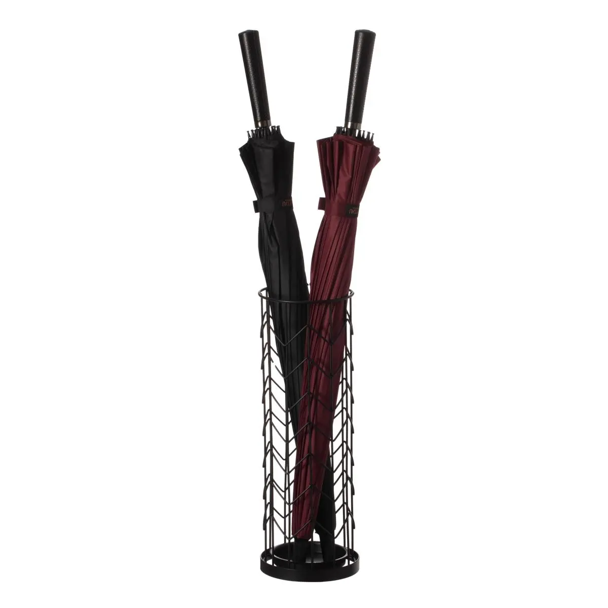 Vintiquewise QI004469 Sturdy Black Metal Round Horizontal Umbrella Holder Stand - Round Base, 6x6 ft, 2.73 lb, 6' W x 6' D x 17.75' H, Drip Tray, Entryway-Office Decorative Organizer, Outdoor Parasol Base