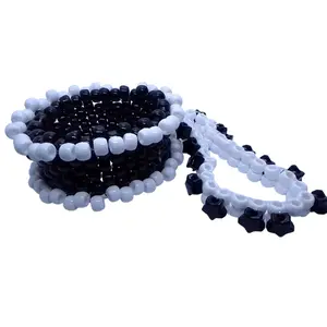 Kandi Rotating Cuff Black and White Kandi Bracelet Stim/Fidgeting Spin Around Pony Beads EDC Handcrafted-to-order