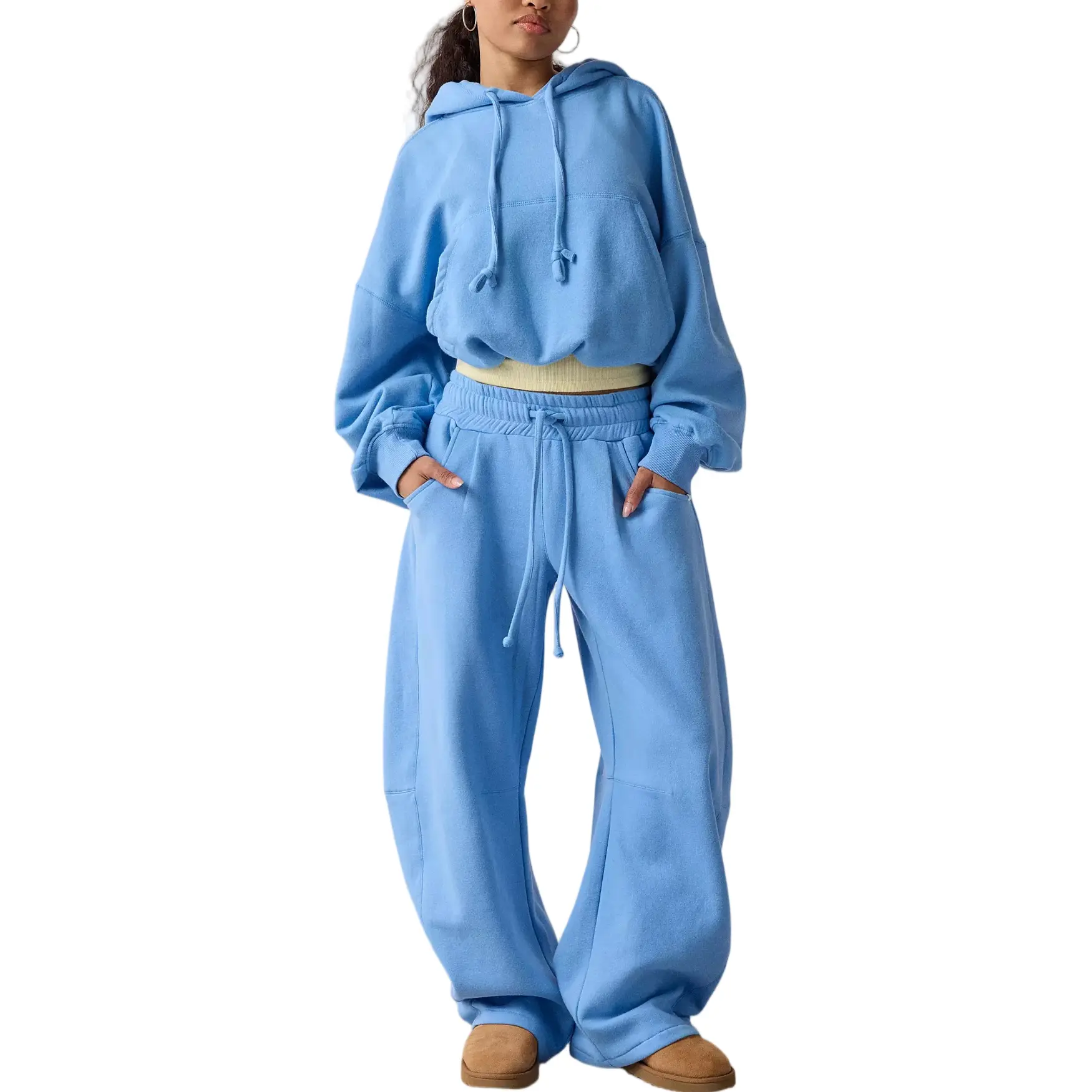 Songling Women's 2 Piece Tracksuit, Oversized Hoodie and Barrel Wide-Leg Sweatpants Set, Casual Athleisure Loungewear with Pockets, Athleisure Wear, Comfy Sets, Casual Fashion Set, Coffee Date