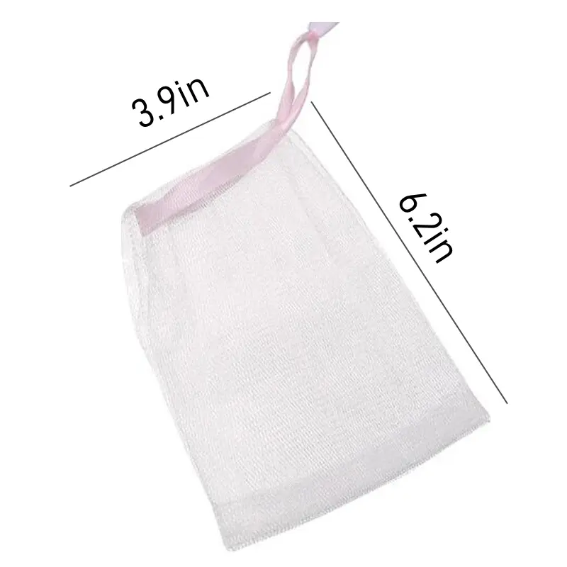 10 Counts Foaming Net Exfoliating Mesh Soap Bag Face Cleansing Foaming Nets, White Pouch with Drawstring for Bath & Shower Scrub Cleansing  Soap Bubble Mesh Bags