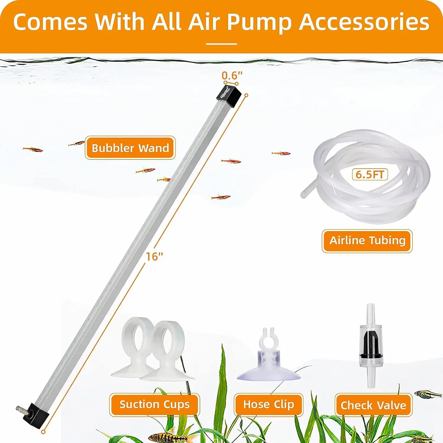 hygger aquarium bubble tube Bubble Curtain Wall Aquarium Air Stone Kit, Fish Tank Air Bubbler Dissolved Oxygen Aerator Stone with Air Tubing Diffuser Bubbling Decoration