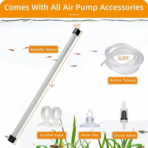 hygger Aluminum Rectangle Aquarium Aerating Kit - Aquarium Bubbler, Bubbler Wand, Check Valve, Air Tubing Diffuser, 2 Suction Cups, Contemporary Design, 10W, 5W, 1-Hour Pre-Soak, Fish Tank Oxygen Booster Decoration