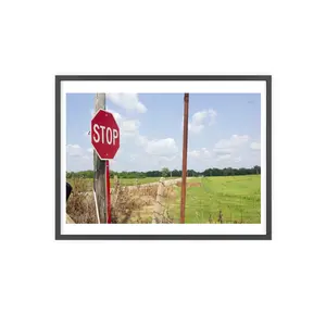 Framed Stop Sign Poster — Rustic Country Road Wall Art