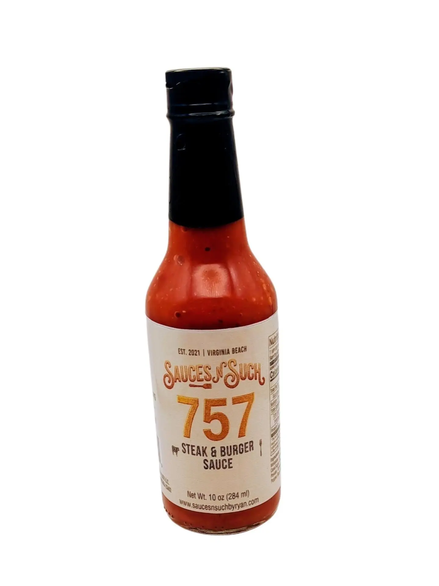 Sauces N Such 757 Steak & Burger Sauce | Virginia Beach Original | Bold Sweet & Spicy Mandarin Orange & Mexican Chili Flavor | 10 oz Bottle