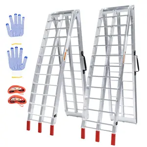 WheelX Aluminum Folding Loading Ramps, 1800 lbs Capacity Truck Ramps for Pickup Trucks Bed, Trailers Ramp with Load Straps for ATV/UTV, Motorcycles, Lawn Mowers, Golf Carts, 2Pcs, 90" L x 12" W