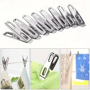 10/20pcs Windproof Laundry Drying Stainless Steel Clips, Multifunctional Metal Clamps, Rust-Resistant Clothes Pins, Easy To Use - for Indoor & Outdoor Laundry - Perfect for Camping & Travel