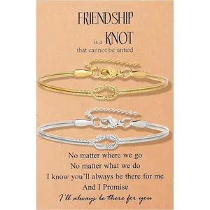 Best Friend Bracelet Love Knot Matching Bracelets for BFF Friendship Long Distance Bracelet for 2/3/4/5/6 Birthday Christmas Jewelry Gifts