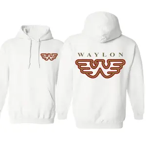 Waylon Jennings Logo Hoodie - Classic Outlaw Country Fan Pullover, Vintage Music Style, Graphic Hoodies for Adults, Outdoor Casual Streetwear Style for Men and Women (Unisex Fit)