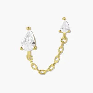 Swagy Chic Mini Marquise Double Piercing Earrings - Marquise Shape, Post Backs, Secure-Fit Stacking Set, Costume Jewelry