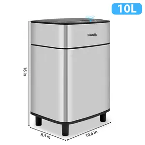 Pukomc 2.7Gal Smart Sensor Trashcan – Auto-Open Stainless Steel Household Bin for Kitchen, Bath & Office