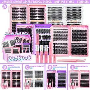 RITALASH Large Pack Lash Book Clusters Kit Eyelash Clusters Lash Kit Volume Lashes Clusters D Curl DIY Individual False Eyelashes with  Bond&Seal Eyelash Extension Glue Wispy Bulk Cluster Eyelash Extensions Kit