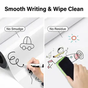Magnetic Whiteboard Sticker, Removable Dry Erase White Board Film, Self-Adhesive Peel & Stick Whiteboard Roll for Wall, Kids Drawing, Home Office, School, Smooth Writing No Smudge