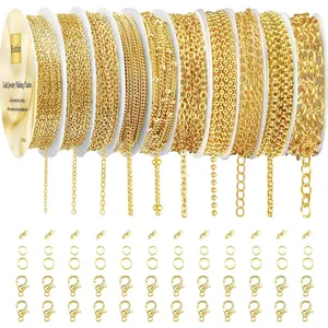Necklace Chains for  Making, 78.7  10 Rolls  Chains for DIY Necklace Bracelet  Making with Jump Rings/Lobster Clasps/Connectors