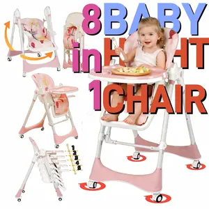 8-in-1 Adjustable High Chair,Upgrate High Chair & Cradle For Children's,Rocking chair with Removable 3-Position Adjustable Tray,Stability Structure & 3-Point Safety Harness,Dining Room Furniture Toddler Floor Seat,Gaming Chair,Vanity Chair,