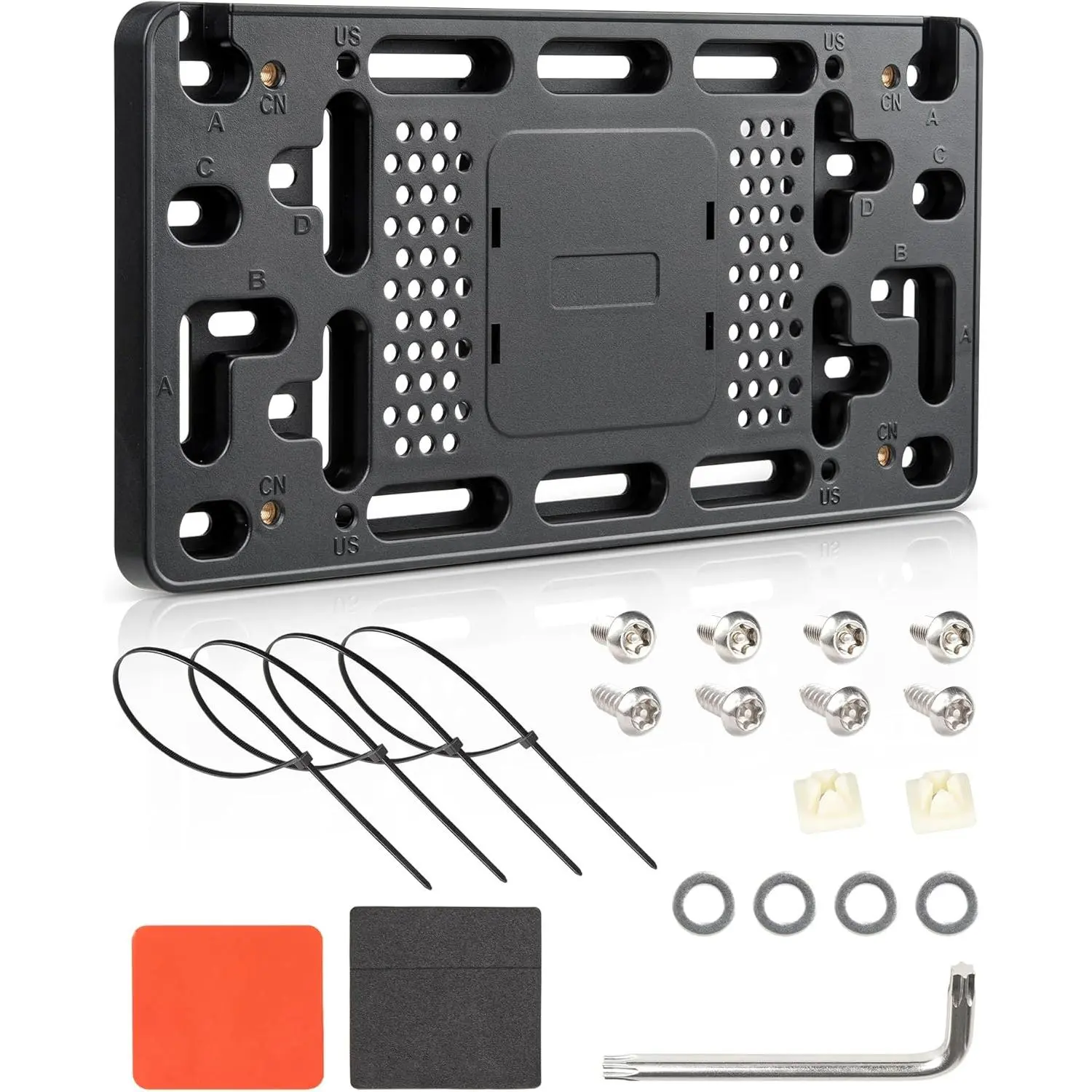 Automotive Stealth License Plate Frame with Hidden AirTag Holder, Anti-Theft GPS Tracker Compartment, Secure Screws, Durable ABS Plastic Protector, Universal Car Accessories for Car/Truck/SUV Front & Rear Plates (Matte Black)