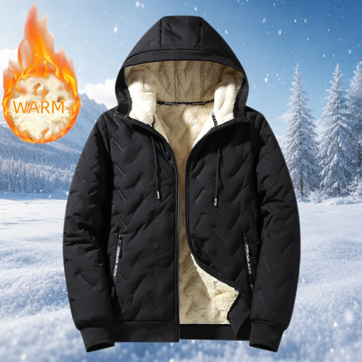 Men's Fitted Woven Fleece Hooded Jacket - Chic, High-Style, Contemporary, Elegant, Featherweight Lightweight Quilted Diamond Pattern, Long-Sleeve Pull-On Outerwear, Everyday Wear Fashionable Menswear Top, Chic Men's Lightweight Jackets, High-Style Men's L