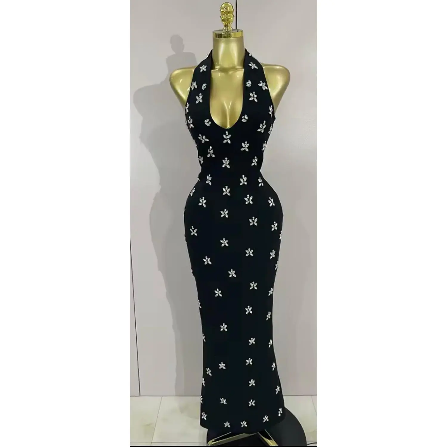 The Midnight Starlight Halter Dress