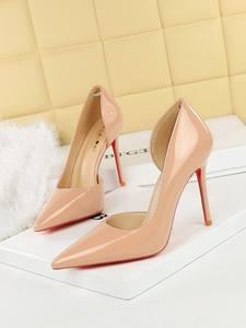 Women's Patent Leather Stiletto High Heels, Pointed Toe Design, Breathable Side Cutout, Elegant Office & Party Shoes