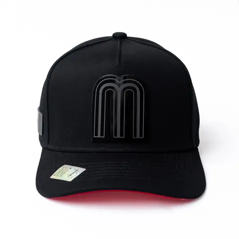 Exclusive Caps Mexico M SnapBack Hat- Black/red Cotton Cap
