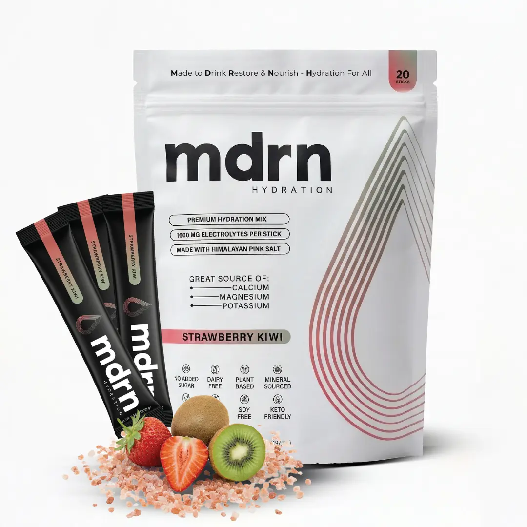 Premium Electrolyte Mix | 0g Sugar | Strawberry Kiwi | Hydration Powder w/ Pink Himalayan Salt | Daily Hydration & Workout Recovery | B-Vitamins & Antioxidants (20 Sticks)