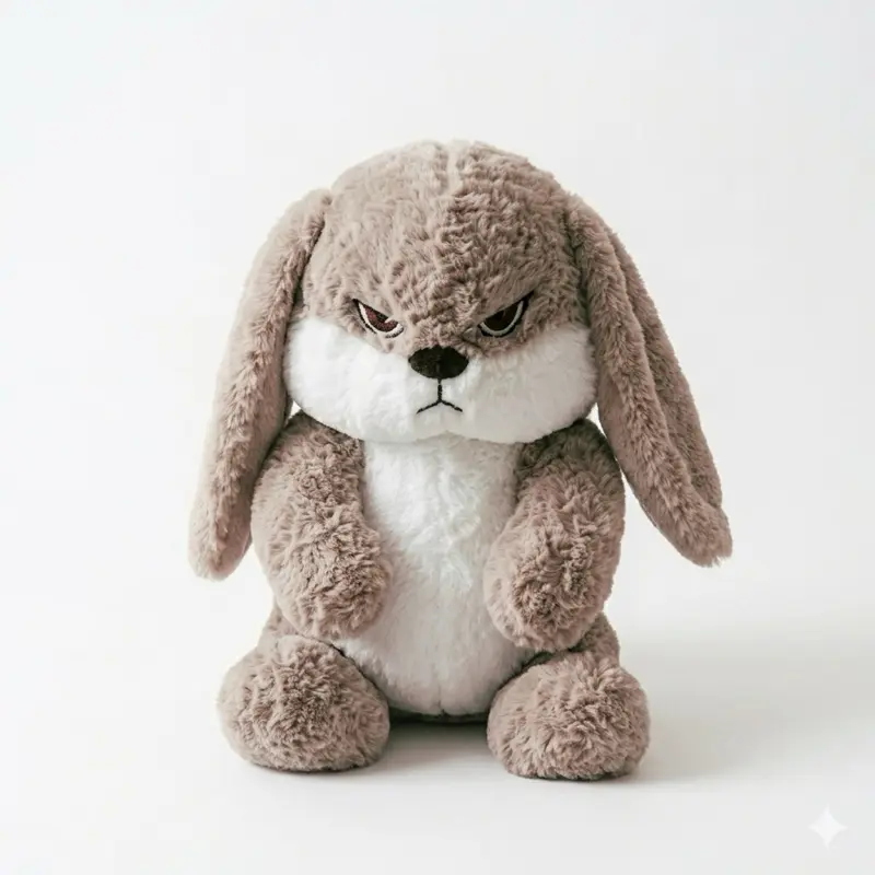 The Viral "Grumpy Rabbit" from TikTok Shop - Your best night watchman  12" Extra Soft Angry Rabbit Plush El "Conejo Gruñón" Viral de TikTok Shop - Tu mejor guardián nocturno  Peluche de Conejo Enojado Extra Suave de 12"
