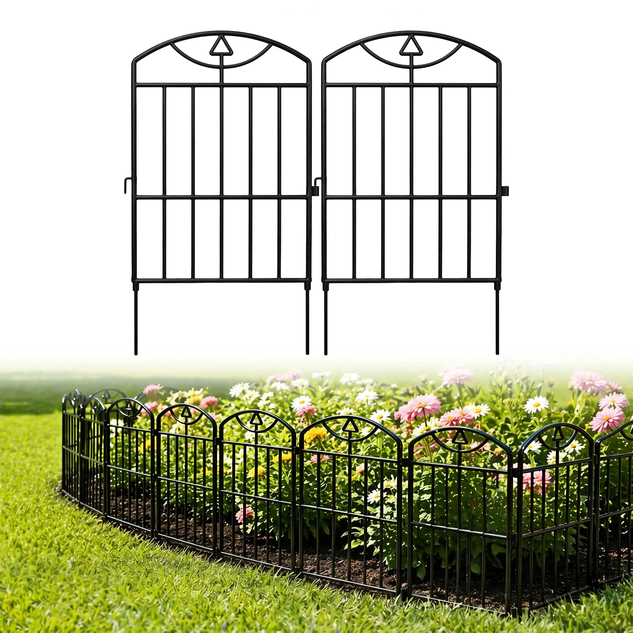 Metal Decorative No-Dig Garden Border Fence Panels, 20-Pack 17in(H)x21ft(L) Animal Barrier Fence for Dogs, Flower Beds (Home Improvement, Garden Supplies Decor) durable bed frame