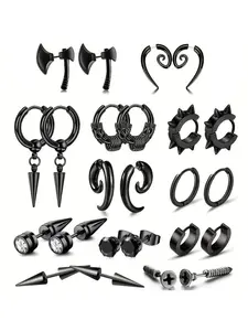 Punk Style Stainless Steel Earrings, Stud Earring Jewelry, Fashionable Hoop Earrings, Hoop Earring Sets, Fashionable Earrings for Women & Men, Trendy All-match & Exquisite Jewelry for Birthday Gift, Screw Back Earrings, High Quality Earrings