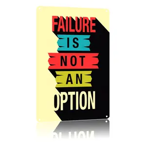Motivational Wall Decor Metal Sign Inspirational Positive Quotes FAILURE IS NOT AN OPTION Room Decor For Living Room Bedroom Classroom Study Room Aluminum 8 X 12 Inch