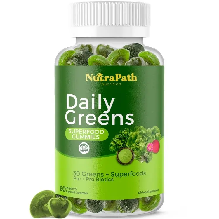 NutraPath Nutrition Daily Greens Gummies - Fruits, Veggies & Super Foods for Immunity, Energy - 60 Gummies
