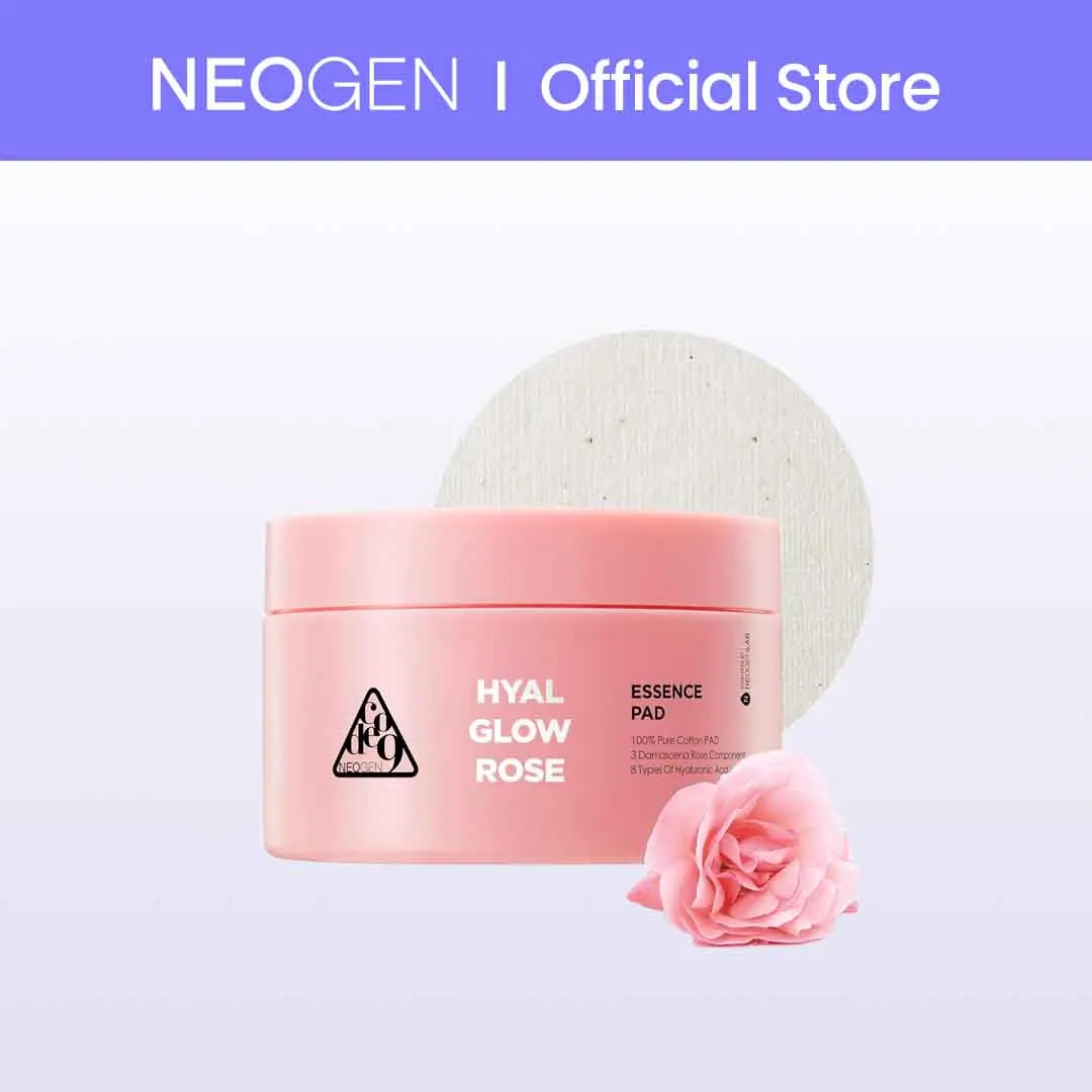[Clearance] Hyal Glow Rose Essence Pad – Hydrating, Firming & Radiance Boosting Toner Pads Infused with Rose Water, Niacinamide, Adenosine & 8 Types of Hyaluronic Acid 70 Pads / 4.6fl.oz