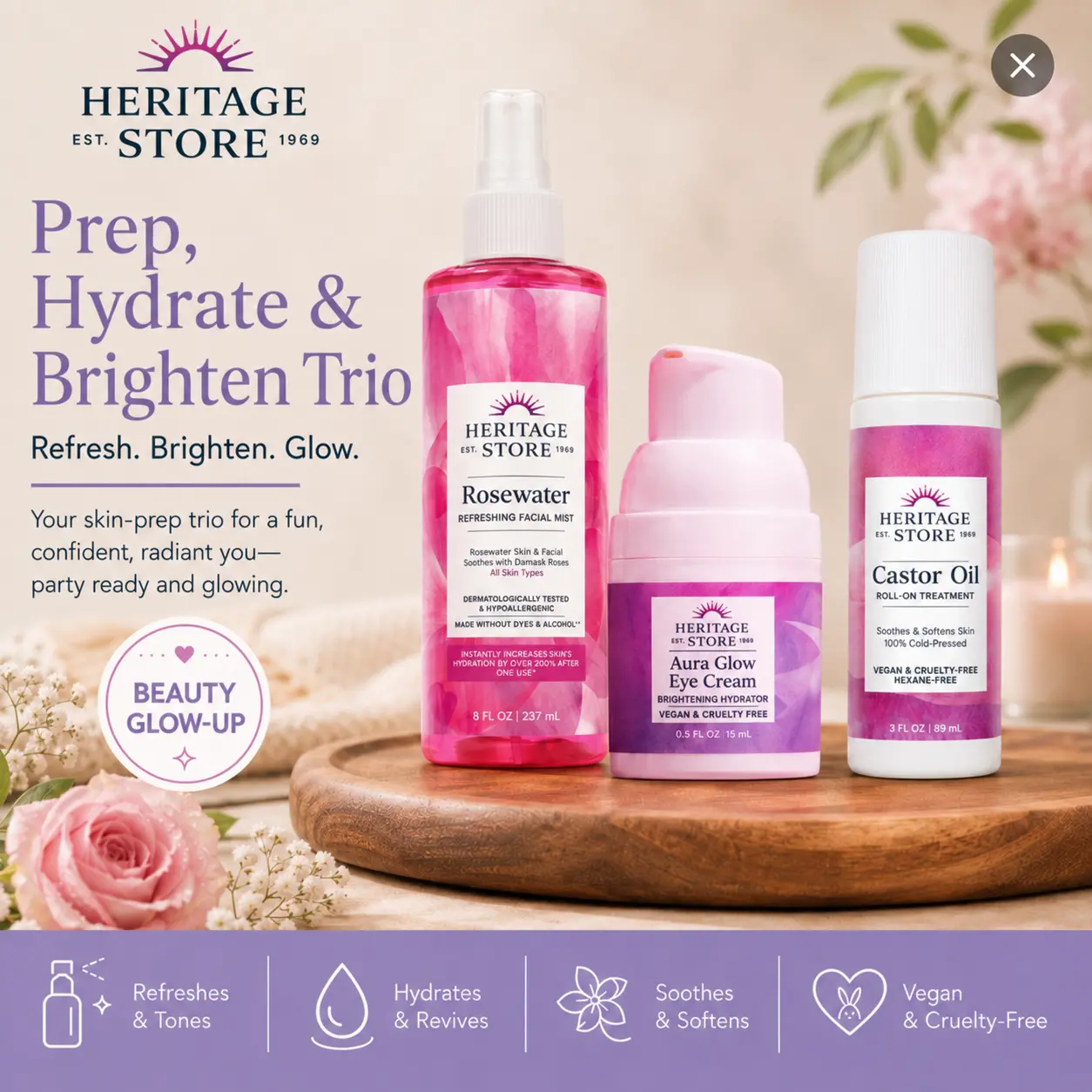 Hydrate, Brighten & Soften Trio(3 Piece) Skin Care Set Serum Set