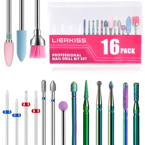 16PCS Nail Drill Bits Set | 3/32 Inch Ceramic & Carbide Nail Bits | Cuticle Polishing & Remover Kit | Professional Manicure Pedicure Tools for Acrylic & Gel Nails