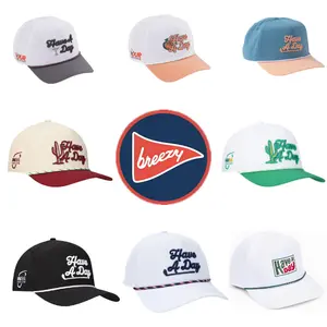 Have A Day Retro Rope Hat – Natural Trucker Snapback Cap with Embroidered Cactus Logo | Adjustable Golf Hat for Men | Breathable Retro Rope Brim Hat for Streetwear & Everyday Wear