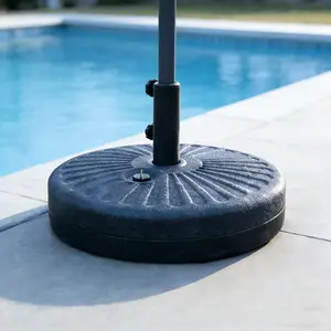 GDY  Round Metal Patio Umbrella Base in Black Heavy Duty Water-Filled Umbrella Base For 7ft to 13ft
