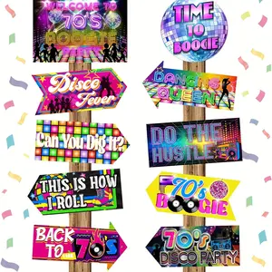 20 Pieces 70s Party Sign Set, Disco Theme Decoration Accessories, Perfect for 1970s Themed Parties & Events, Durable Design