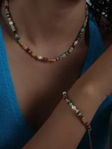 Natural stone pearl necklace, Dainty pearl necklace, Fashion necklace, Bohemian-style jewelry, Faux Pearl Jewelry, adjustable length, suitable for women and girls, party jewelry, everyday clothing accessories, and birthday gift jewelry