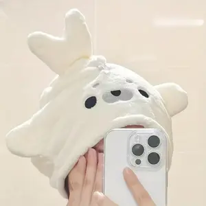 Women's 2-Pcs Coral Fleece Seal Dry Hair Cap & Hand Towel Set, Quick-Dry, Water-Absorbent, Soft, Cute Cat Face Design, Ideal for Bathroom & Swimming Use, 2 Pcs Set