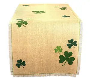 Design Imports Shamrock Printed Jute Table Runner 14"x74" Design Imports Shamrock Printed Jute Table Runner 14"x74"