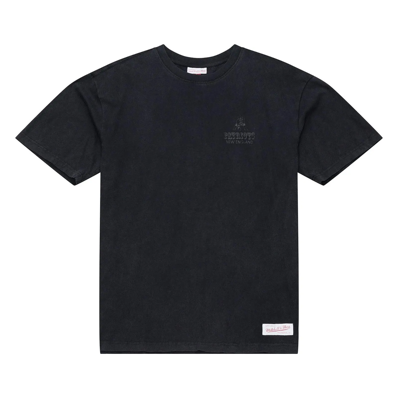 New England Patriots Black Core Essentials T-Shirt NFL Throwback Tee Graphic Vintage Fan Gear Mitchell & Ness