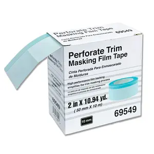 Perforated Trim Masking Tape 69549, Molding Paint Protection, Trim Lifting Tape, Hand Tearing, 10 mm Hard Band, 50 mm x 10 m – Auto Body Masking Film with High-Strength Backing