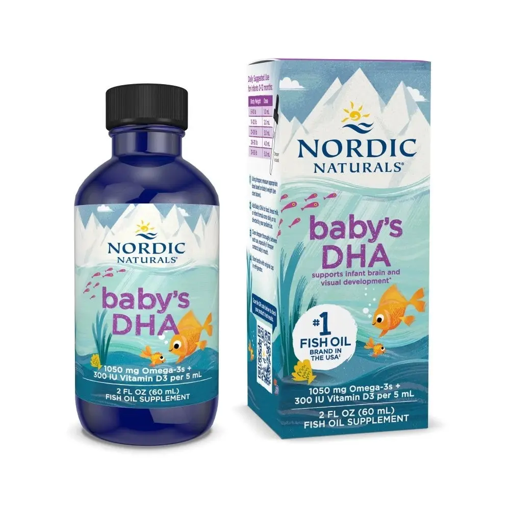 Nordic Naturals Children's DHA Liquid Dietary Supplement - Dairy-Free Omegas, Vitamin A, D3 for Brain & Eye Development, 2 oz Essential Nutrients