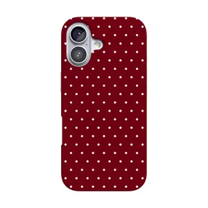 Casely iPhone 16 Case | On the Dot | Maroon Polka Dot | Compatible with MagSafe | Classic Ultra Thin Design