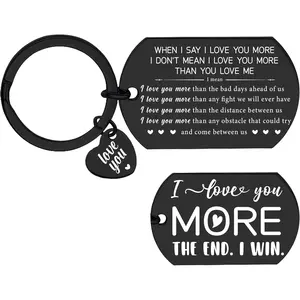 I Love You More Keychain - Couples Keychains for Boyfriend Girlfriend Wife Husband, Anniversary Christmas New Year Gifts