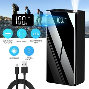 40000mAh Power Bank, High Capacity Portable Charger USB C Fast Charging 4 Ports, External Battery Pack with LED Digital Display, Flashlight, Black
