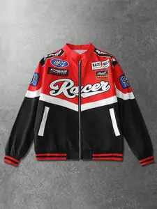 Racing Jacket, Streetwear Trendsetter, Satin Material, Loose Fit, Full Print Racing Logo, Unisex Fashion