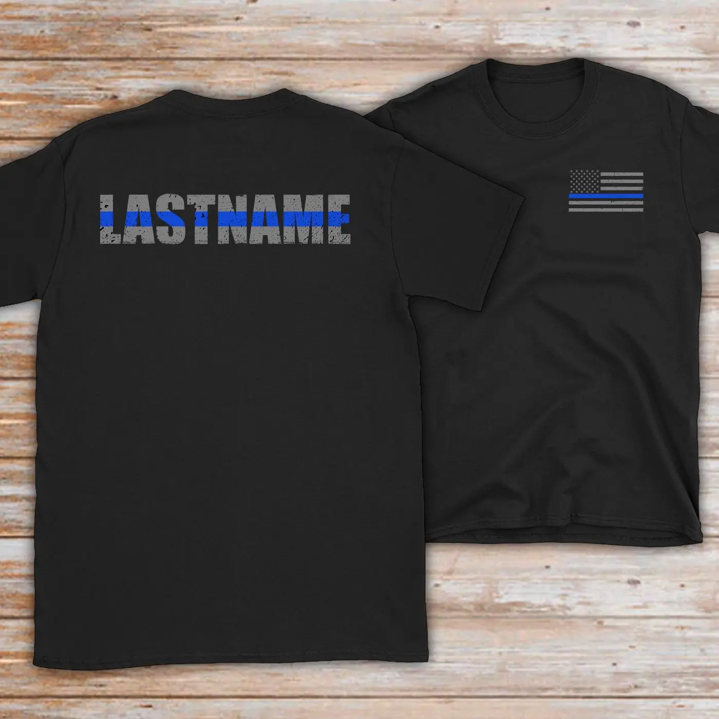 Custom Police Officer Thin Blue Line Flag Shirt - Police Officer Gift - Police Department Gift - Grey Thin Blue Line Shirt