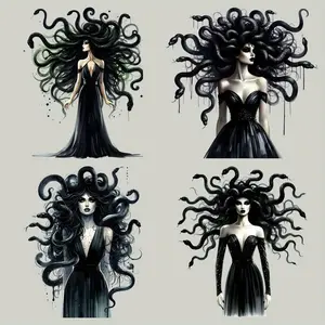 Medusa Pattern Iron on Transfer Sticker, 4 Counts/set Heat Transfer Decal, Iron-on Patch for T Shirt Throw Pillow Backpacks Hoodie Jeans